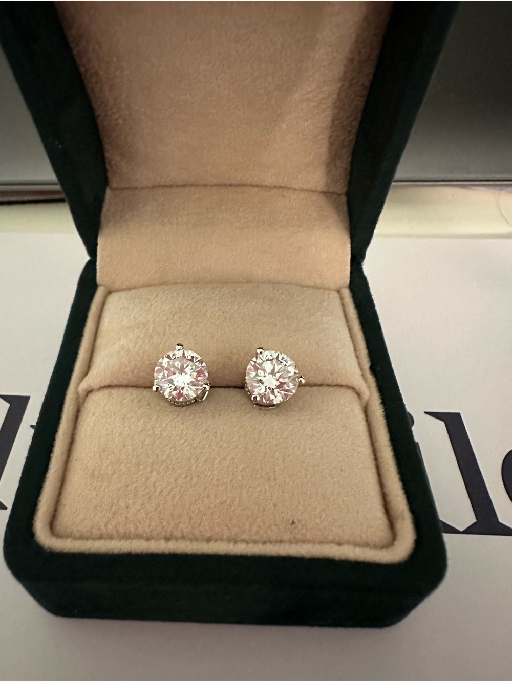 SOLD-2.5 CTTW Classic Round Martini Set Lab Grown Stud Earrings F-G color -SOLD